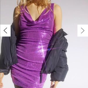 Urban Outfitters Dua Cowl Neck Sequin Mini Dress